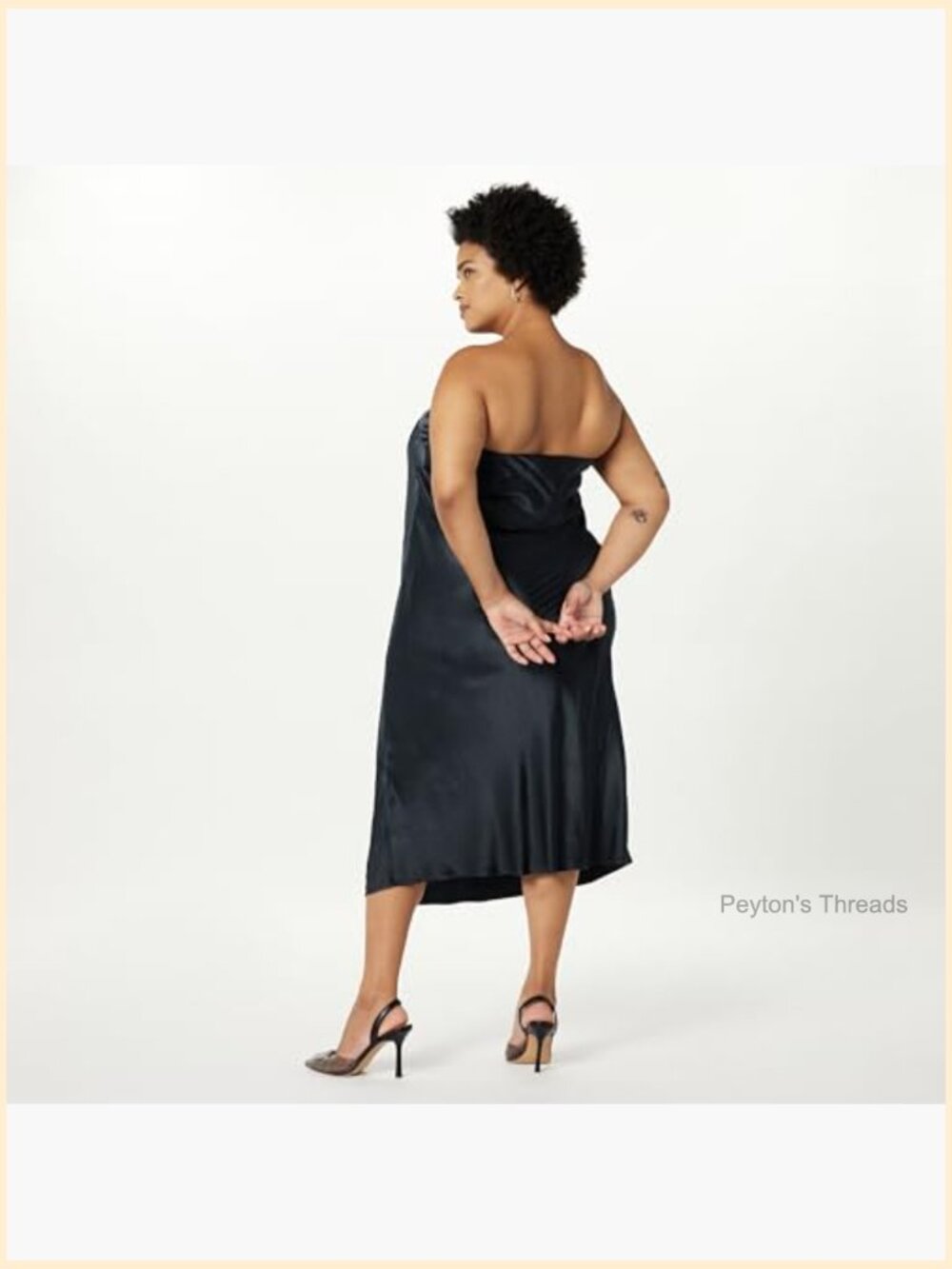 Strapless Midi Dress A-Line Silhouette Wedding Occasion - Picture 6 of 7